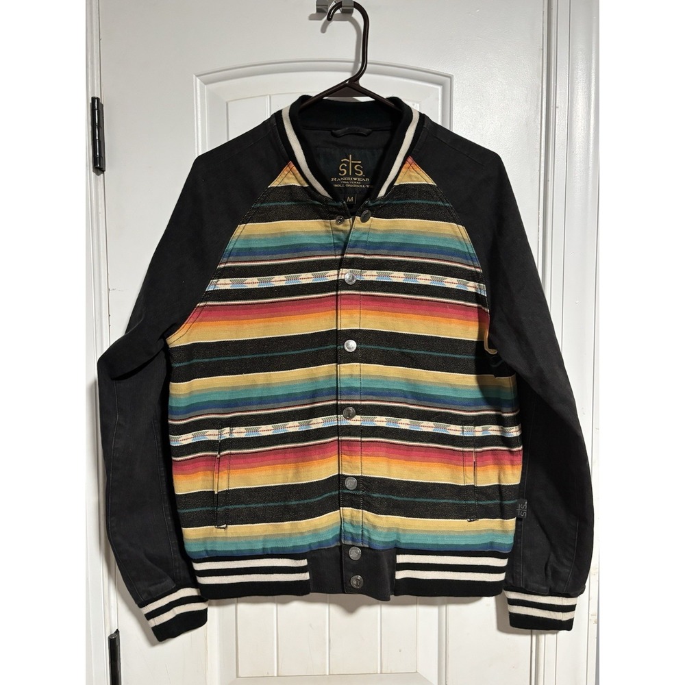 STS Ranchwear Western Jacket Womens Varsity Denim Black serape M